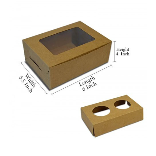 KRAFT 2 CUP CAKE BOX WINDOW 6X5.5X4 INCH 