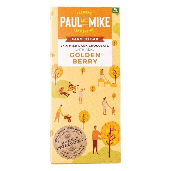 PAUL AND MIKE 63% mild Dark Chocolate with Golden berry,68g