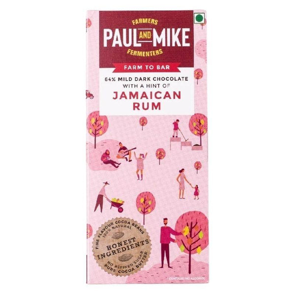 Paul And Mike 64% Mild Dark Chocolate Jamaican Rum 68g