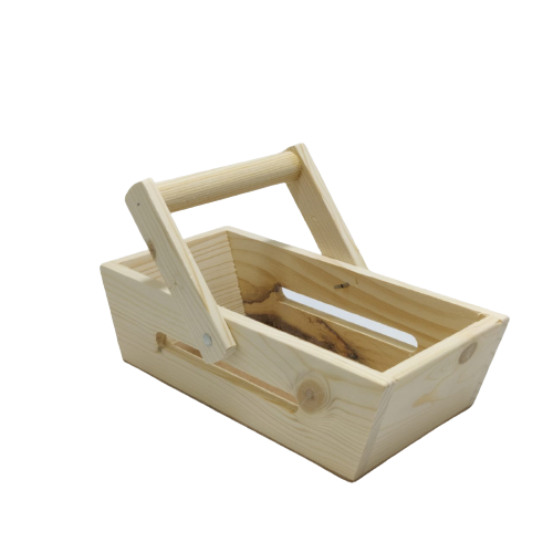 WOODEN BASKET RECTANGLE WITH HANDLE 9.5X4.5X3