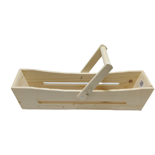 WOODEN BASKET RECTANGLE WITH HANDLE 17X5X3.5