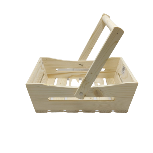 WOODEN BASKET RECTANGLE WITH HANDLE 10X14X3.5