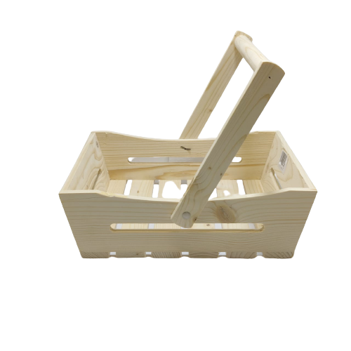WOODEN BASKET RECTANGLE WITH HANDLE 8X11X3