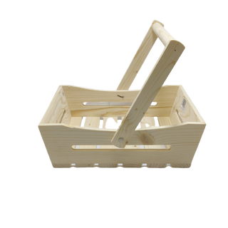 WOODEN BASKET RECTANGLE WITH HANDLE 11X17X3.5