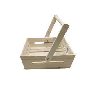 WOODEN BASKET SQUARE WITH HANDLE 10X10X3