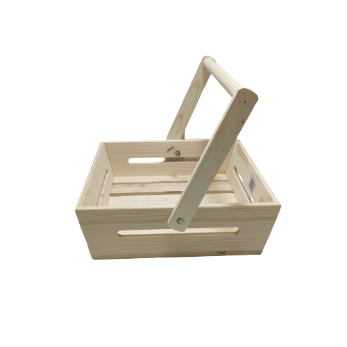 WOODEN BASKET SQUARE WITH HANDLE 10X10X3